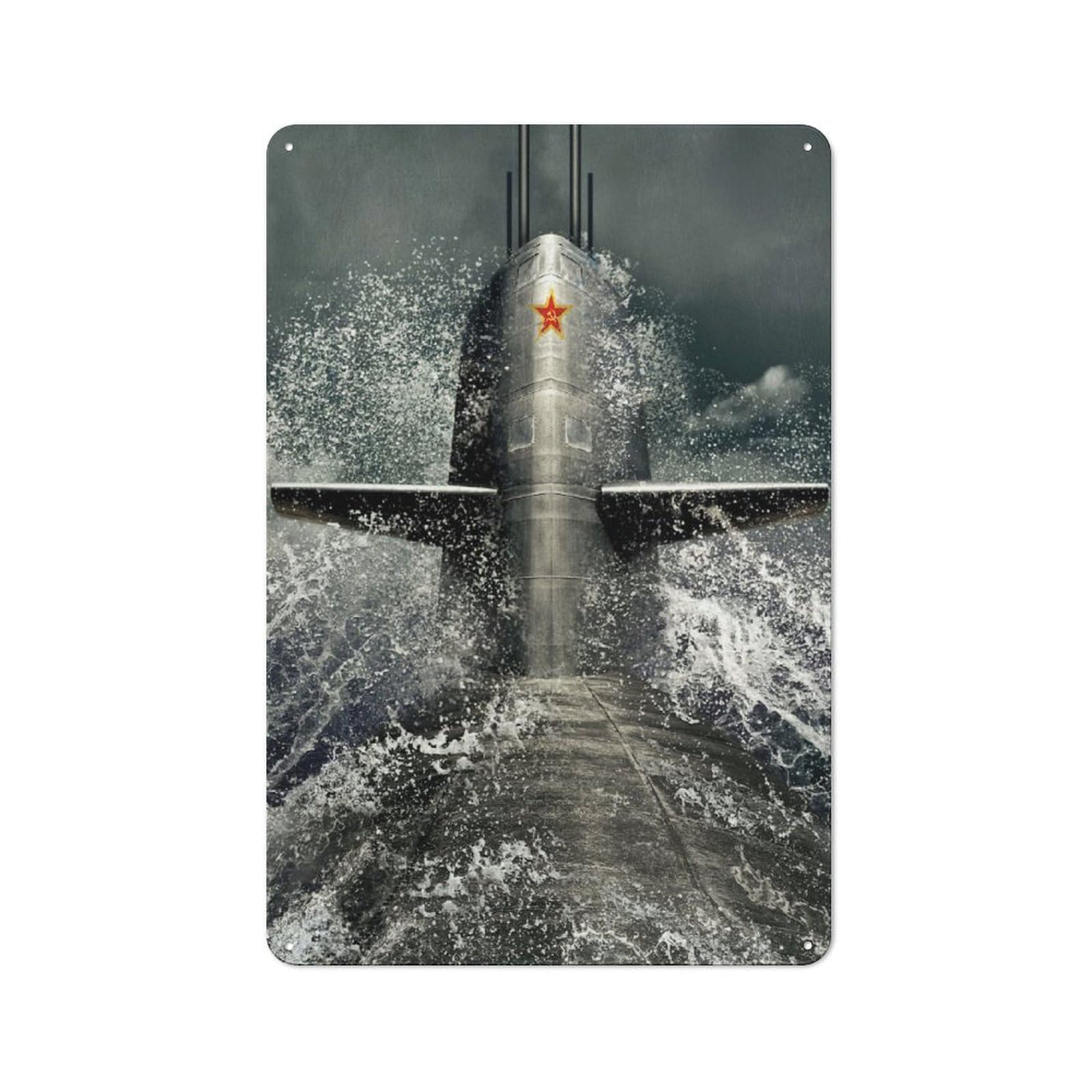 Junmoney Submarine 30X20cm Retro Tin Sign With For Living Room Or Hallway, A Decorative Metal Sign For Living Rooms And Hallways