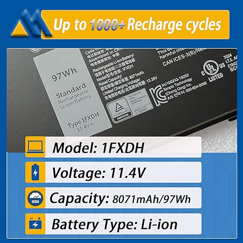 Miniatura 2 de Batería de repuesto para laptop 1FXDH 1WJT0 para Dell Precision 3541 3551 Latitude 15 5501 5511 E5501 E5511 Series 01WJT0 D191G 0D191G CN-0D191G