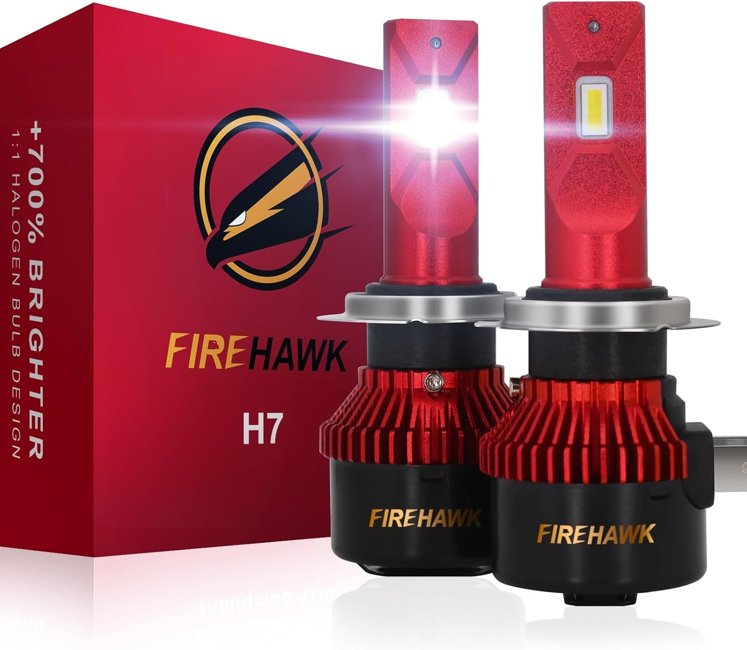 Firehawk H7 Bulbs 50000LM Pure White 6000K Plug & Play IP68 Waterproof Fog Light, Pack of 2