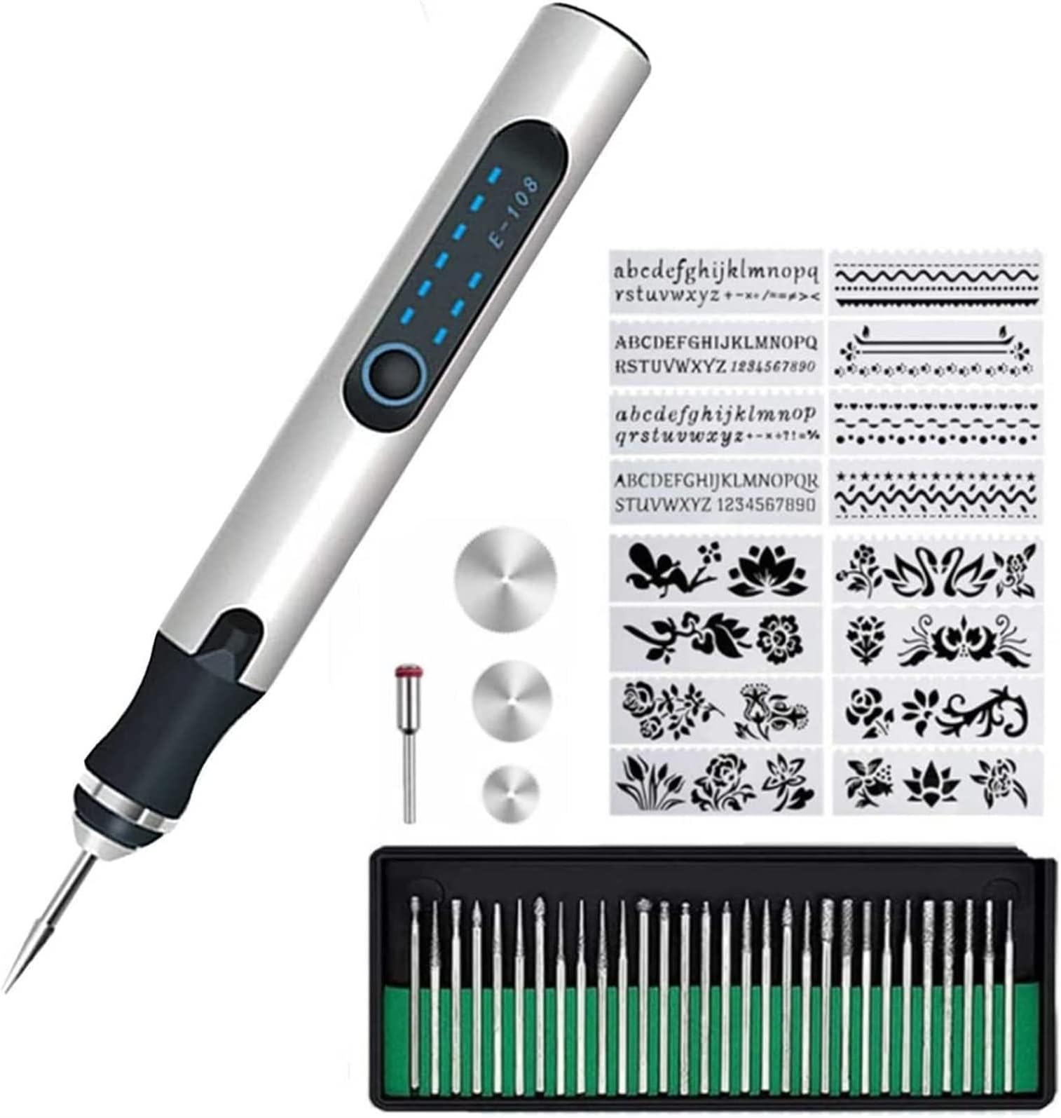 Customizer Professional Engraving Pen 30 Bits, USB Cordless Electric Engraving Pen Rotary Tools Jewelry Making Engraving Machines Tools for Glass Stone Plastic