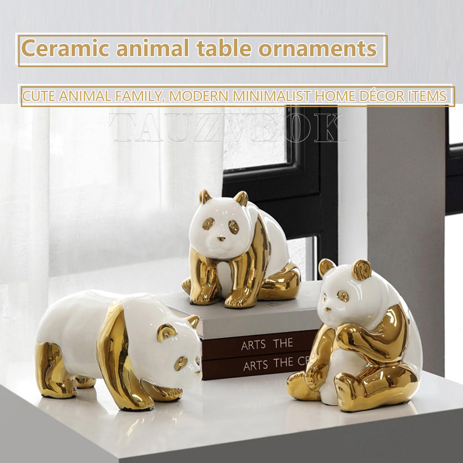 Decorazione con Scultura di Animali, Statuette Decorative in Ceramica, Statuette Decorative Moderne, sculture per la Decorazione di Soggiorno, libreria, Camera da Letto, Ufficio, Argento B