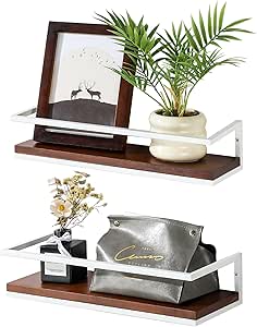 Set 5 Mensole Sospese In Legno Bianco - 40cm E 20cm Per Soggiorno, Cucina, Camera | Scaffali Galleggianti Decorativi - Foto 3