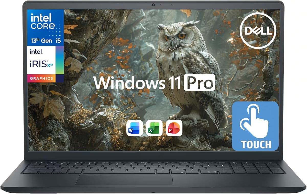 Inspiron 15 Touchscreen Business Laptop, Lifetime Office, AI Copilot, 15.6” FHD IPS, 10-Core Intel i5 (Upto 4.5GHz), 16GB RAM & 1TB Storage (512GB SSD+500GB Ext), Wi-Fi 6, HubxcelAccs, Win 11 Pro