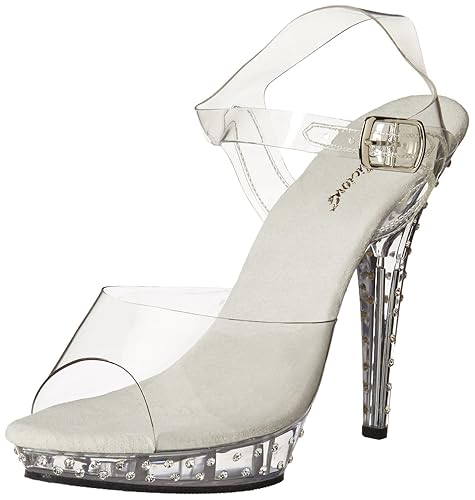 Pleaser Women's Lip-108SDT/C/M Platform Sandal - 7 - Clear/Clear