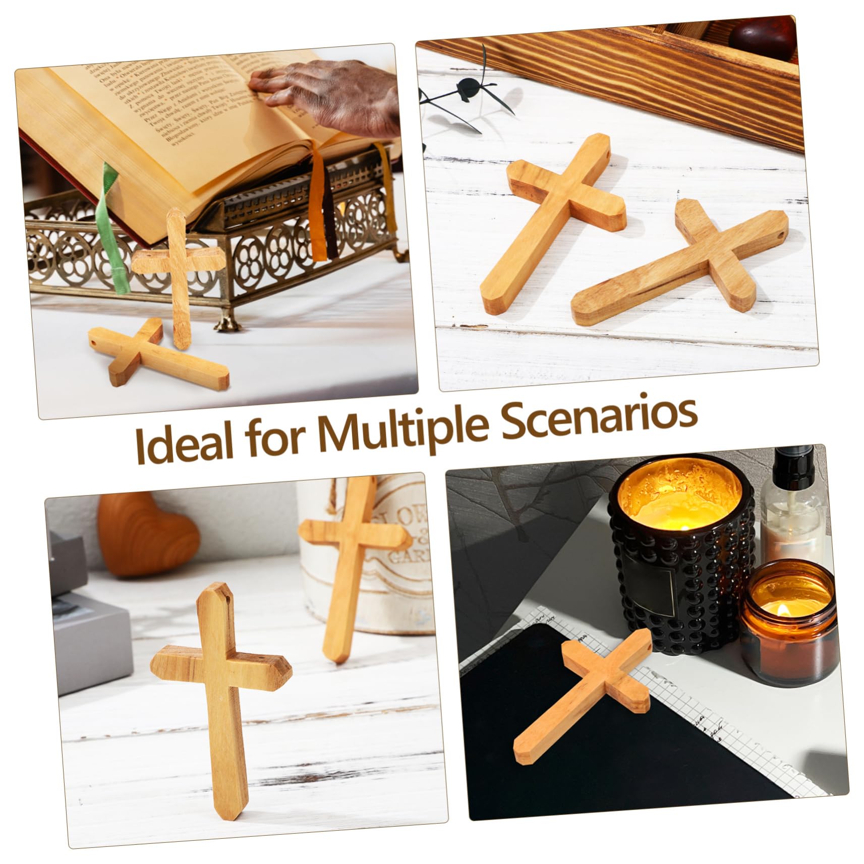 HOOTNEE 2pcs Handheld Wood Crucifix for Christian Prayer and Baptism Supplies Compact Wooden Cross for Decoration and Comfortable to Hold