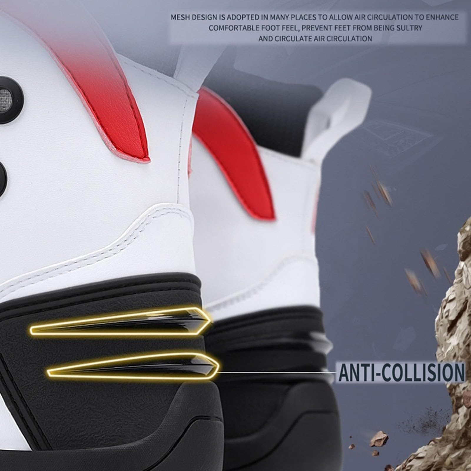 Botas De Moto (Tallas 37-47), con Hebilla Elástica para Poner Y Quitar Fácilmente, Resistentes A Los Impactos Y Al Desgaste, Ideales para Carreras, Turismo Y Deportes. Black-43