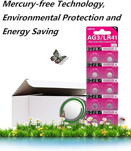 Miniatura 4 de Cotchear 10 pilas de botón alcalinas AG3 LR41 de 1,55 V 192 392 CX41 LR41 LR736 SR41 SR41SW V3GA