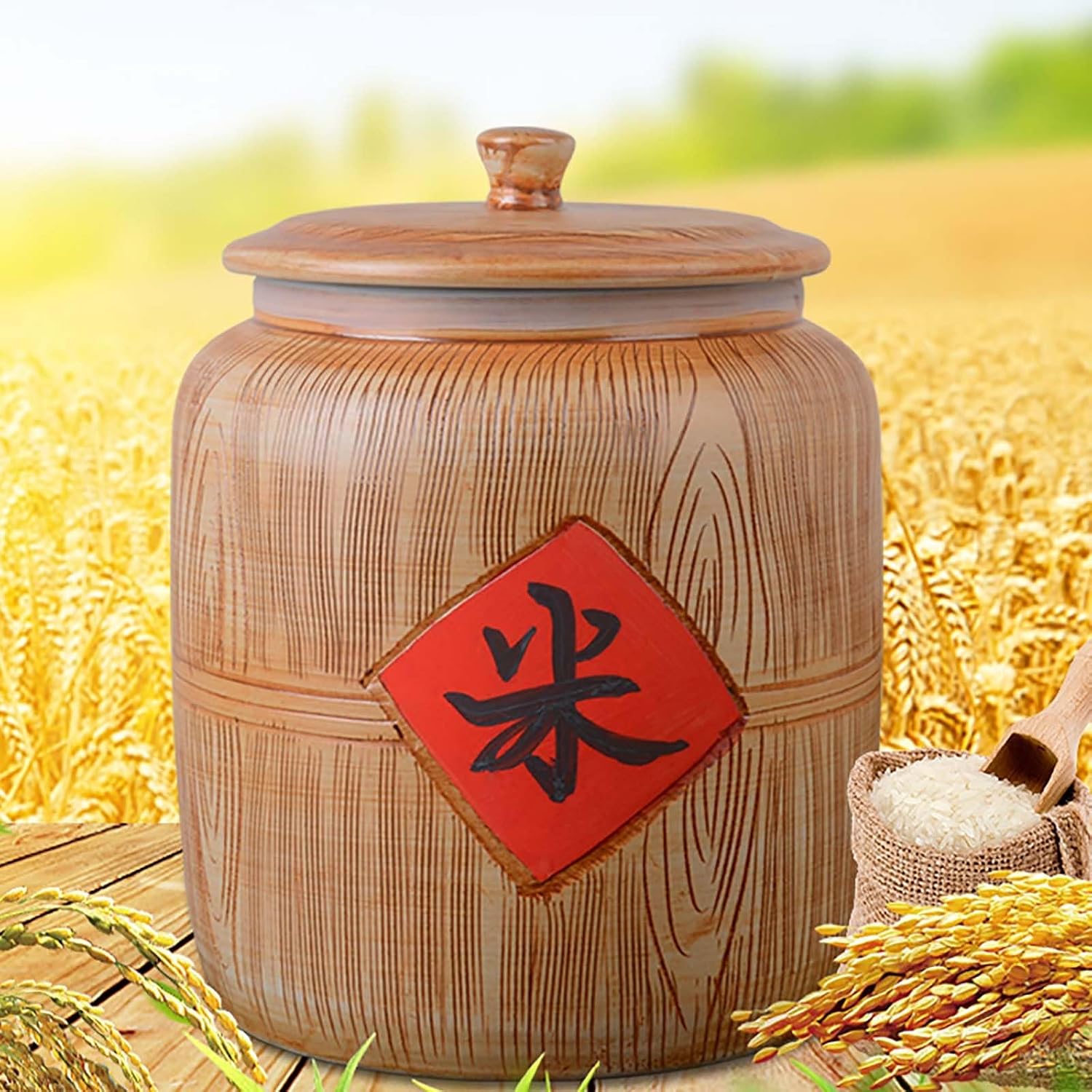 Amazon.com: Ceramic Rice Container Ceramic Food Storage Containers 11LB ...
