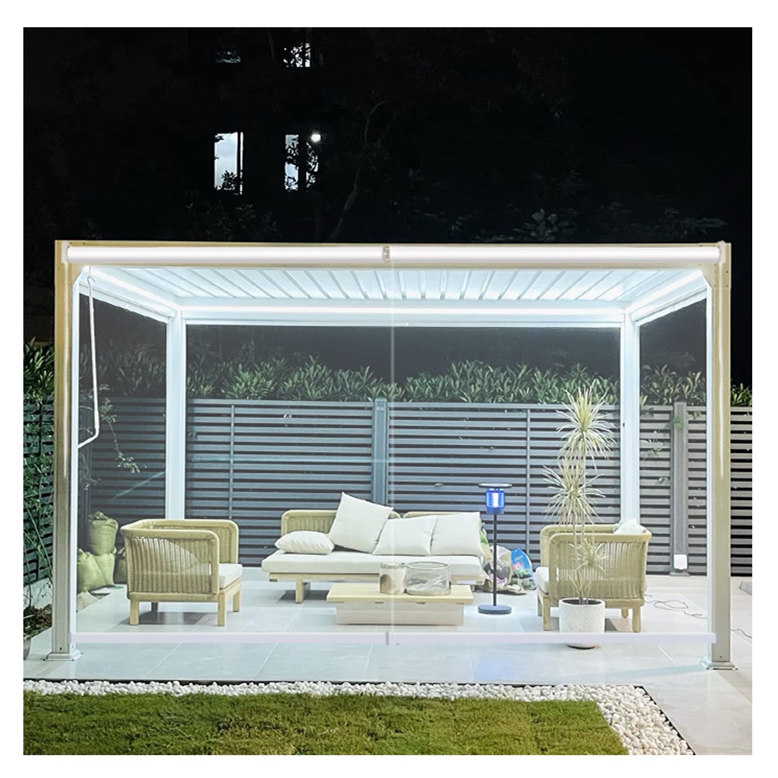 Store enroulable transparent étanche bloquant la pluie pour balcon