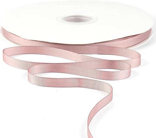 Cinta de grogrén de rosa polvorienta de 38 pulgadas a granel, rollo de 100 yardas de cinta fina rosa polvorienta para manualidades, cinta rosa