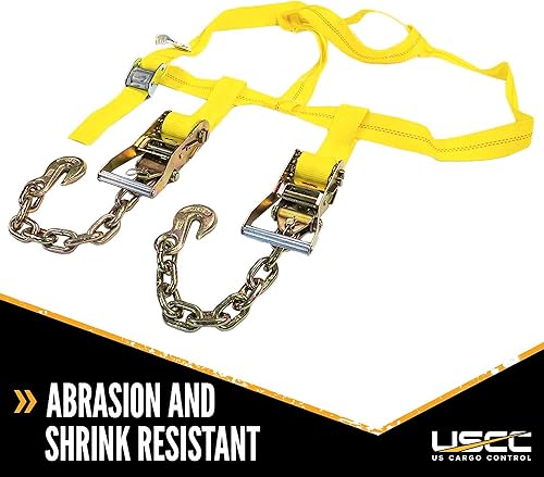 Miniatura 6 de US Cargo Control Red de rueda de montaje lateral con hebilla de leva, dos trinquetes y extensiones de cadena, correa de rueda fácil de usar para