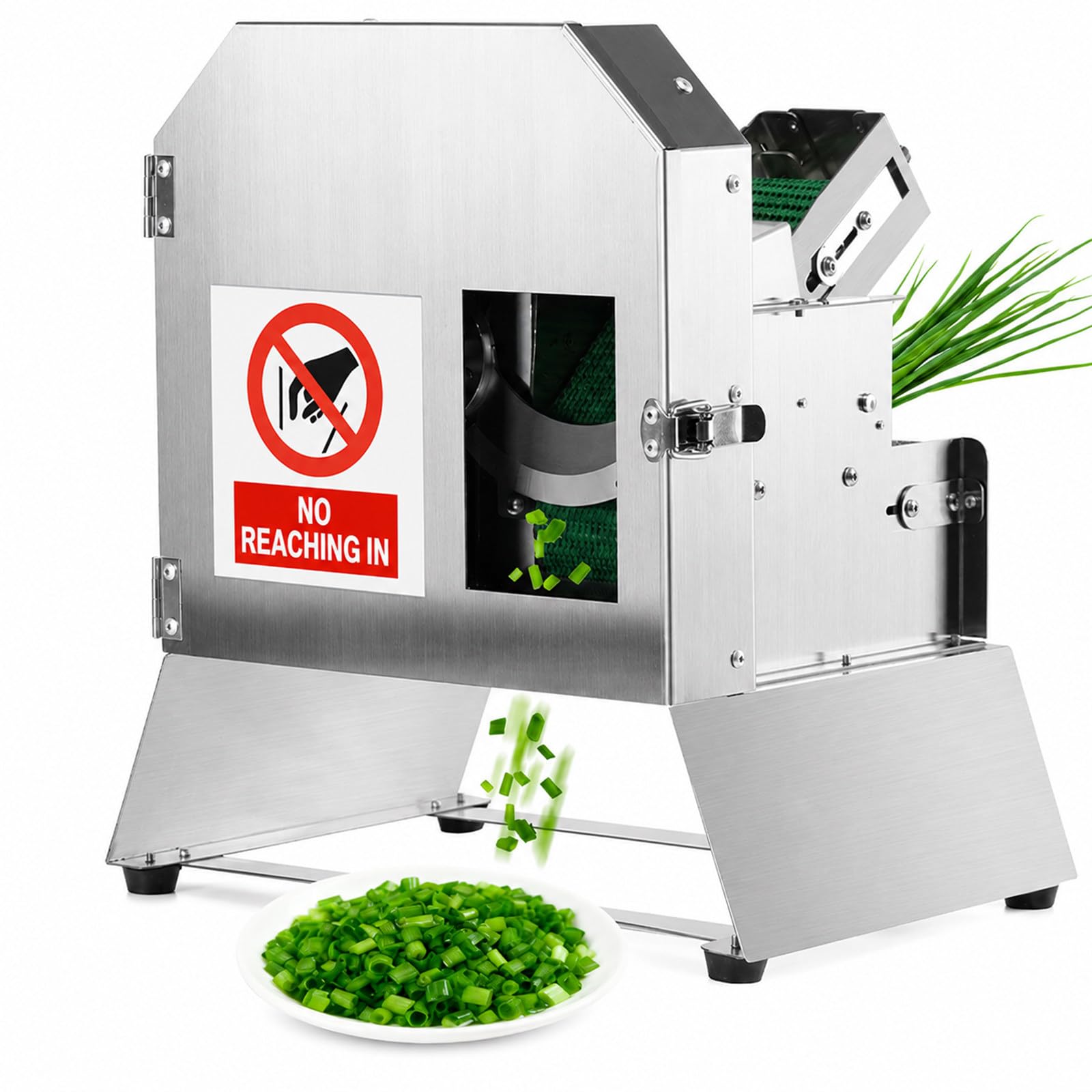 Affettatrice Commerciale Verdure 200W con Nastro Trasportatore – Taglierina Elettrica 200kg/h, Spessore Regolabile 1,5-35mm, Lavoratore Automatico per Cetriolo, Cipollotto, Fagiolini Verdi