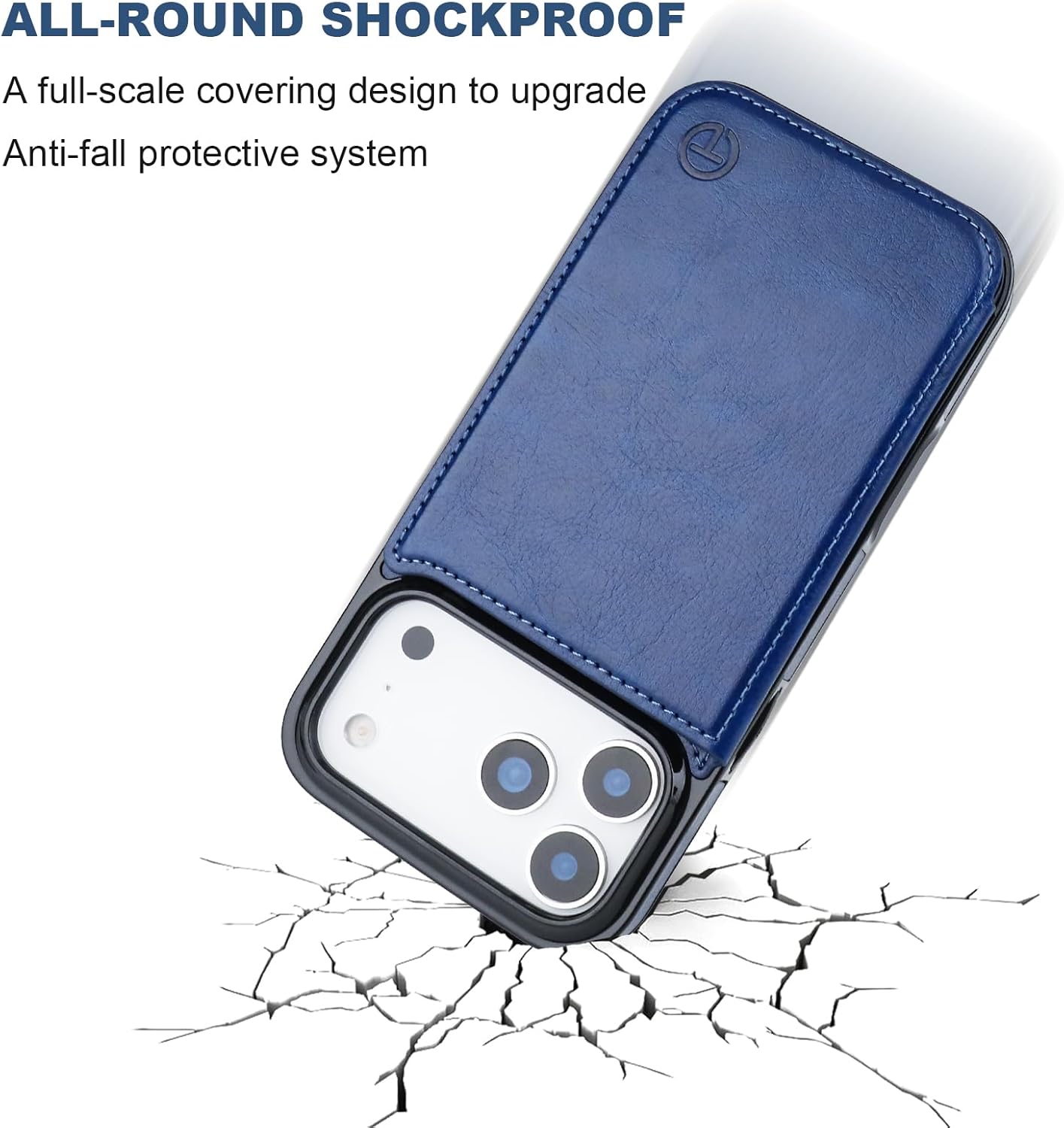 ONETOP Compatible with Magsafe for iPhone 17 Pro Max Wallet Case with Card Holder, PU Leather Kickstand RFID Blocking Case, Double Magnetic Clasp and Durable Shockproof Cover 6.9 Inch (Blue)