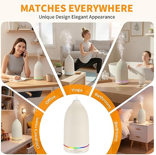 Miniatura 6 de URPOWER Difusor de aceite esencial de 3.4 fl oz, humidificador ultrasónico de niebla fría con 7 luces LED, temporizador y apagado automático,