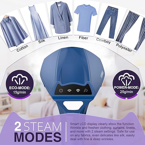 Miniatura 4 de Vaporizador para ropa, vaporizador de ropa de mano de 1600 W con tanque de 12.2 fl oz, vaporizador de ropa portátil de calentamiento rápido con LCD,