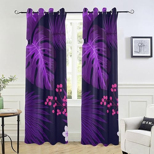 Miniatura 6 de Blackout Curtain Doorway Curtains for Window Treatments 84" Partition Room Dividers Bathroom Curtains decoracion para cuartos Ultra Violet Tropical