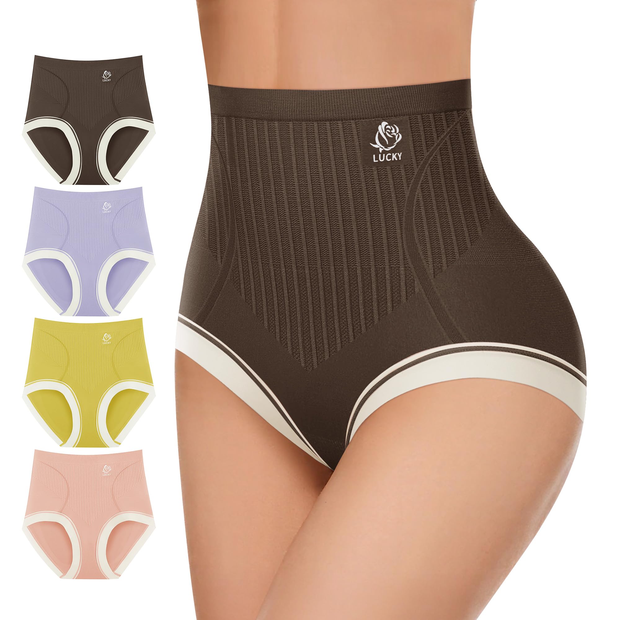 MIOTAN Women's High Waisted Underwear Tummy Control 4-Pack