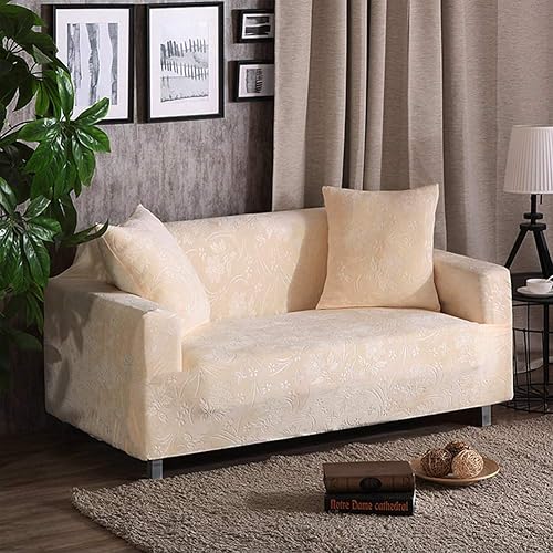 SPOUR Funda de sofá de terciopelo para sala de estar, funda de sofá gruesa jacquard y elastano, lavable, color beige, 17 x 17 pulgadas (funda de