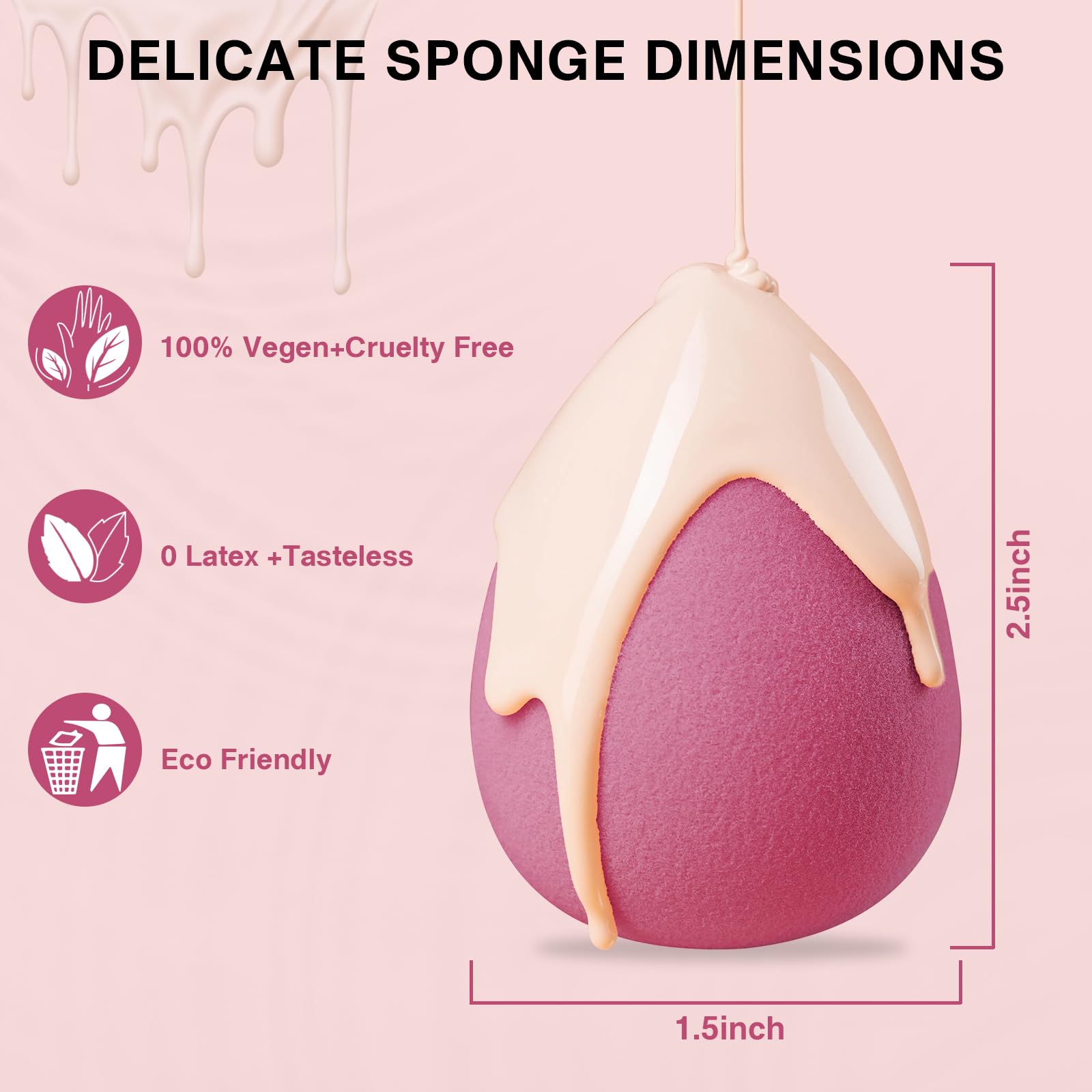 DUAIU 8 Pack Makeup Sponge Set, 4 Color Beauty Blenders Make up Sponges for Liquid Cream and Powder - Image 3
