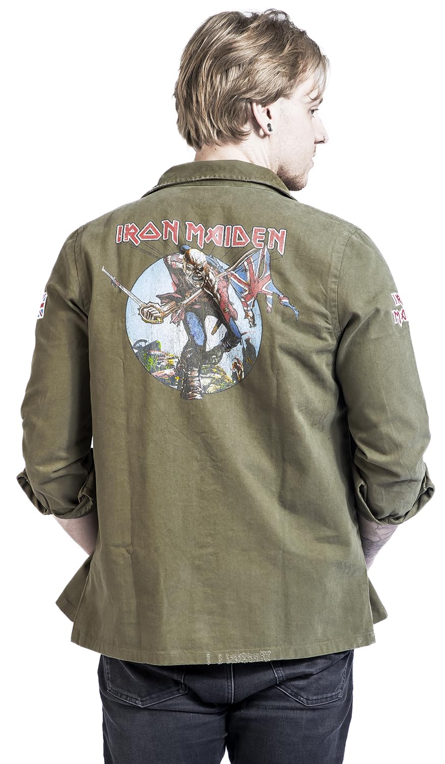 Iron Maiden Amplified Collection - Military Shirt - Shacket Homme Chemise Manches Longues Kaki