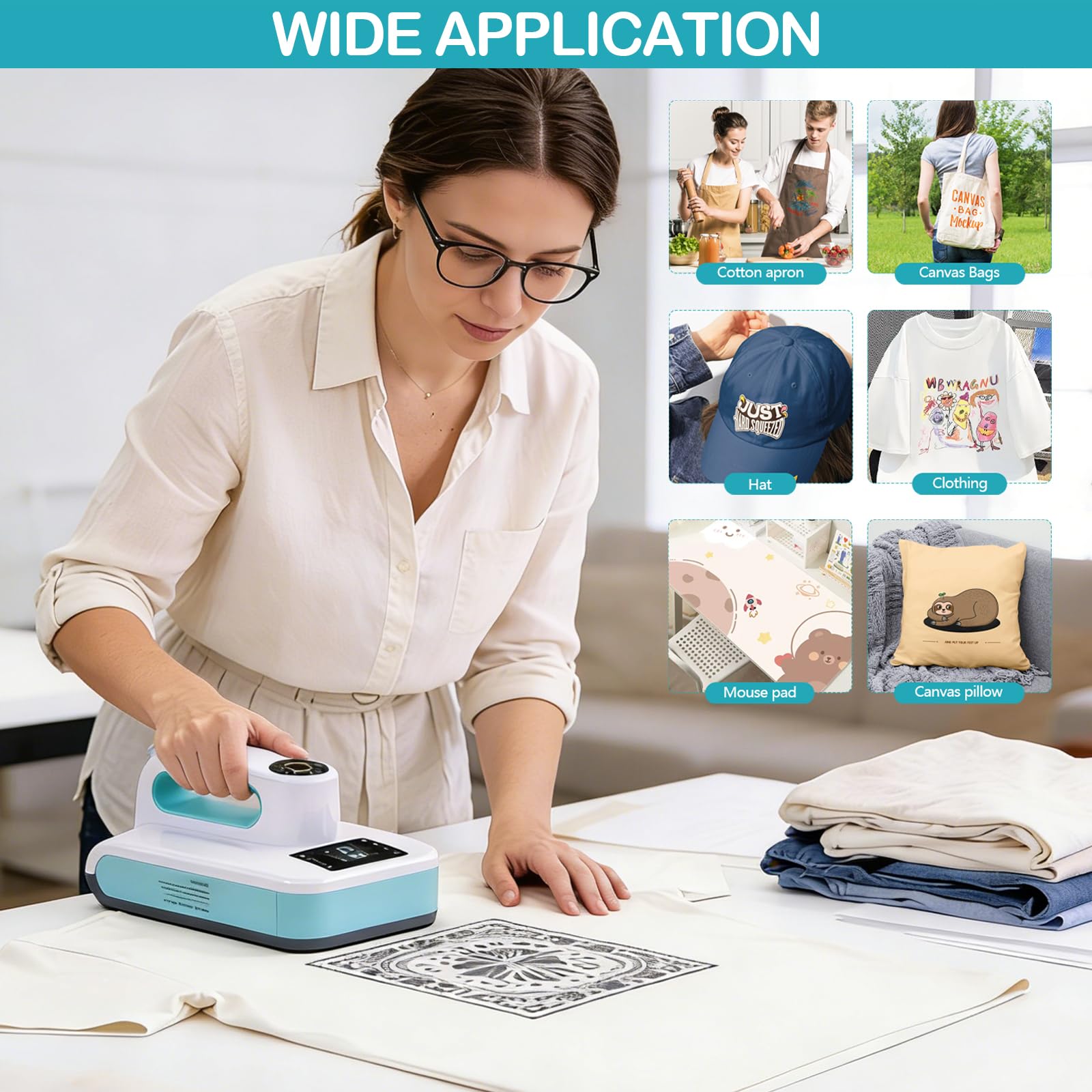 Transferpresse Plotter, Tragbare Heizpresse T-Shirt Druckmaschine, Schnelles Aufheizen Con Zeitmesser, Automatische Abschaltung, DIY Buigelpress für Kleidung, Taschen, Kissen, Hüte