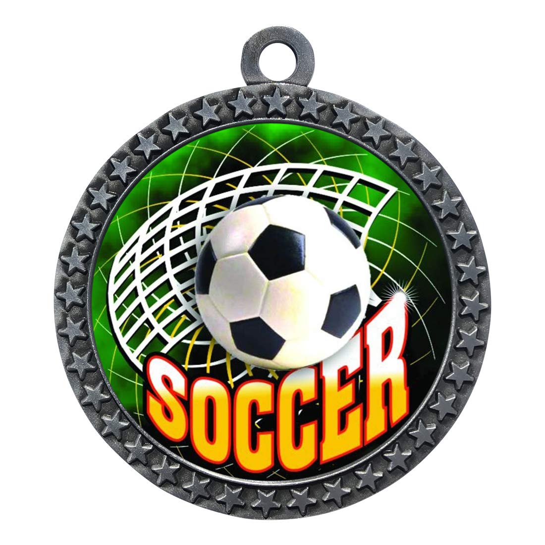 Express Medals Engraved Soccer Silver Medal Trophy Award with Personalized Custom Text LD212-FCL543 1PK