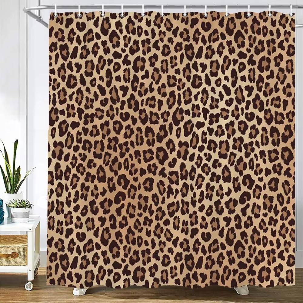 Rideau de douche imprimé léopard 220x180 cm en polyester imperméable