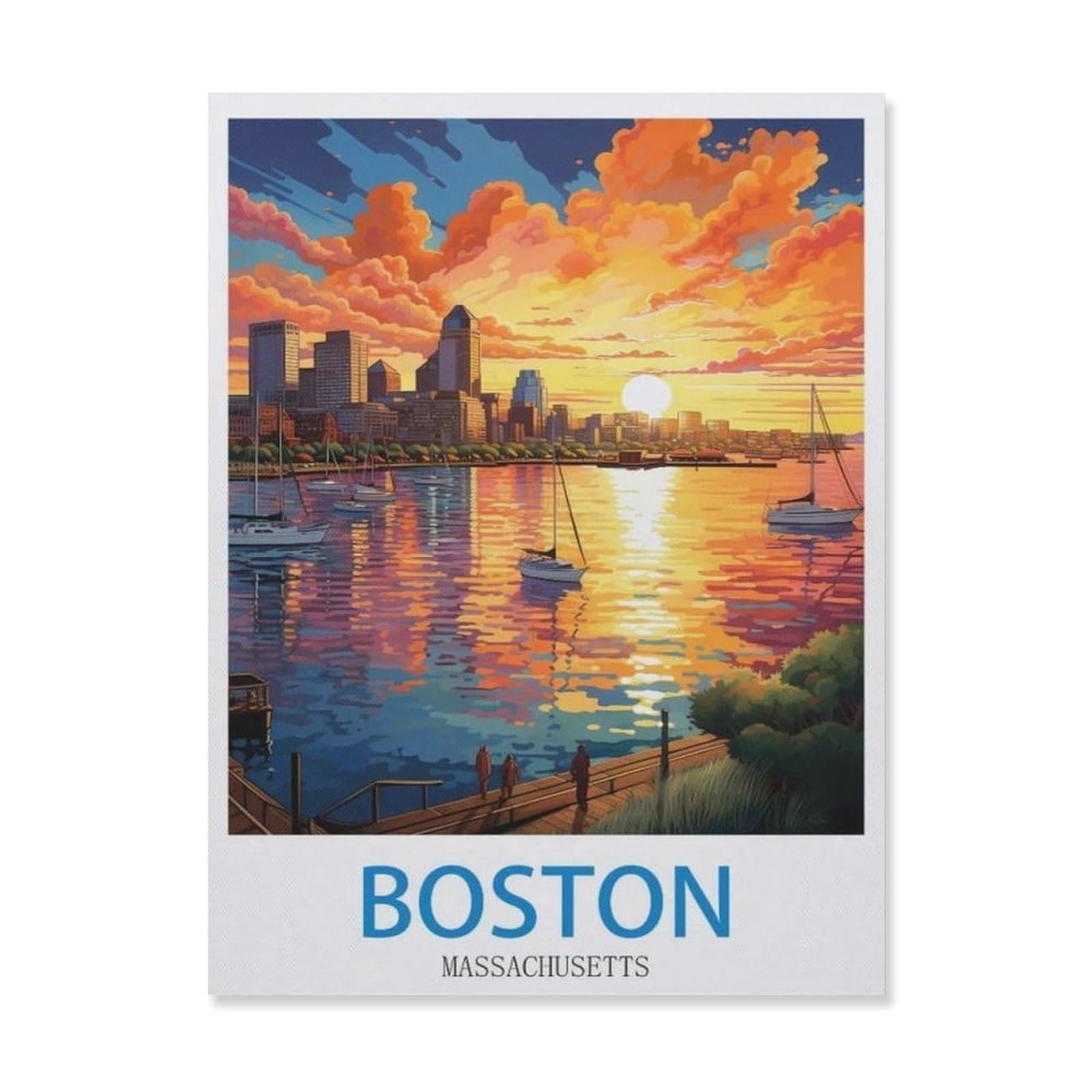 Metal Signs，Boston Massachusetts，Nostalgic Man Cave Tin Metal Sign Hanging Wall Plaque Kitchen Shed Garage(15x30cm）6x12 inch-EG37