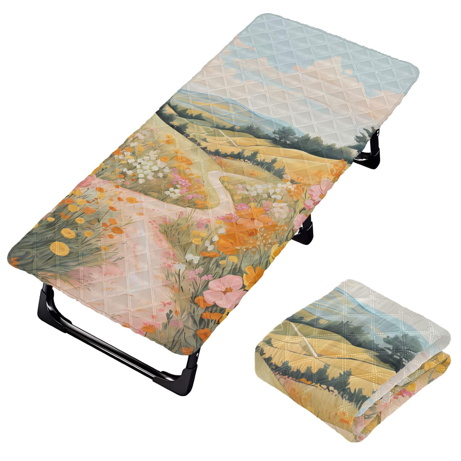 Portable Toddler Bed Sheet for Kids Floral Path Painting Travel Bed Fitted Sheet