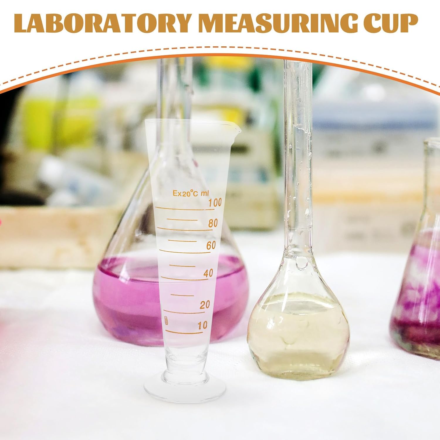 Mikinona Glass Laboratory Beaker 100ml Graduated Glass Measuring Cup with Spout for Chemistry Experiments and Lab Use