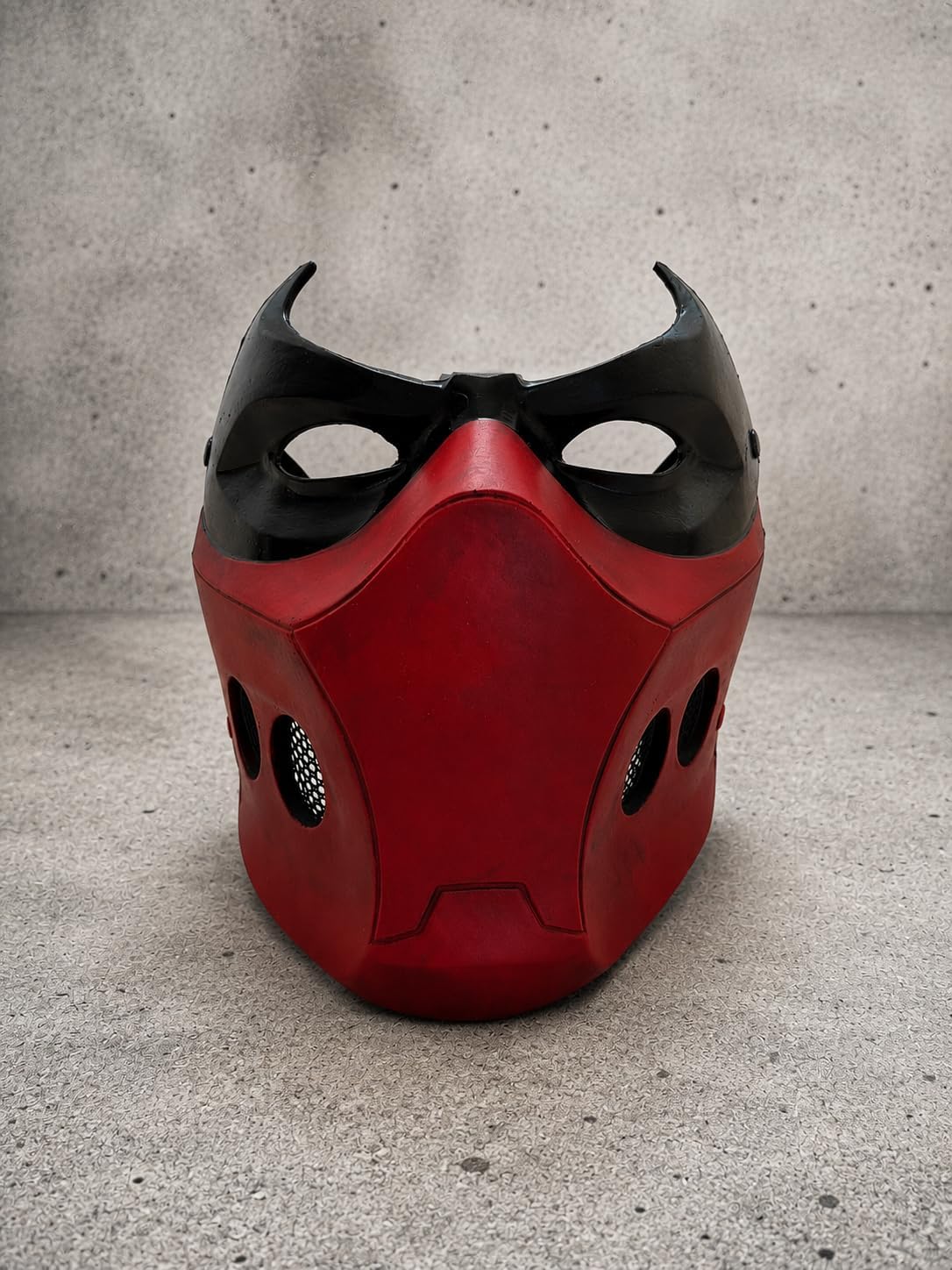 Red Hood Mask Cosplay Mask with Adjustable Straps Vigilante Costume Mask for Halloween Festival Adult Full Face Latex