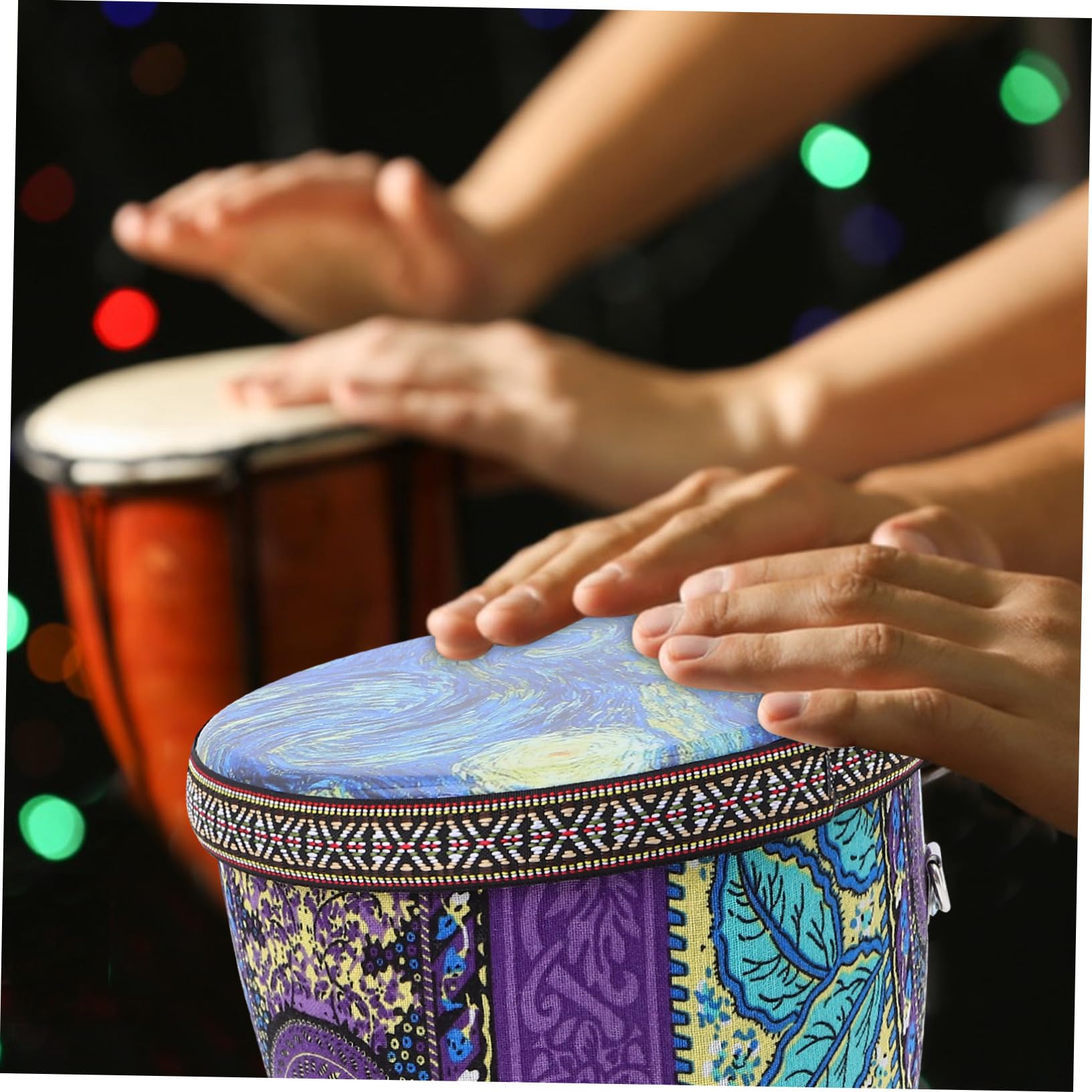 Djembé de Mano Africano 8 Pulgadas para Adultos y Principiantes | Pvc, Ligero y Portátil, Patrón Aleatorio Distintivo, Uso Versátil para Timbales Percusión Estilo Aleatorio
