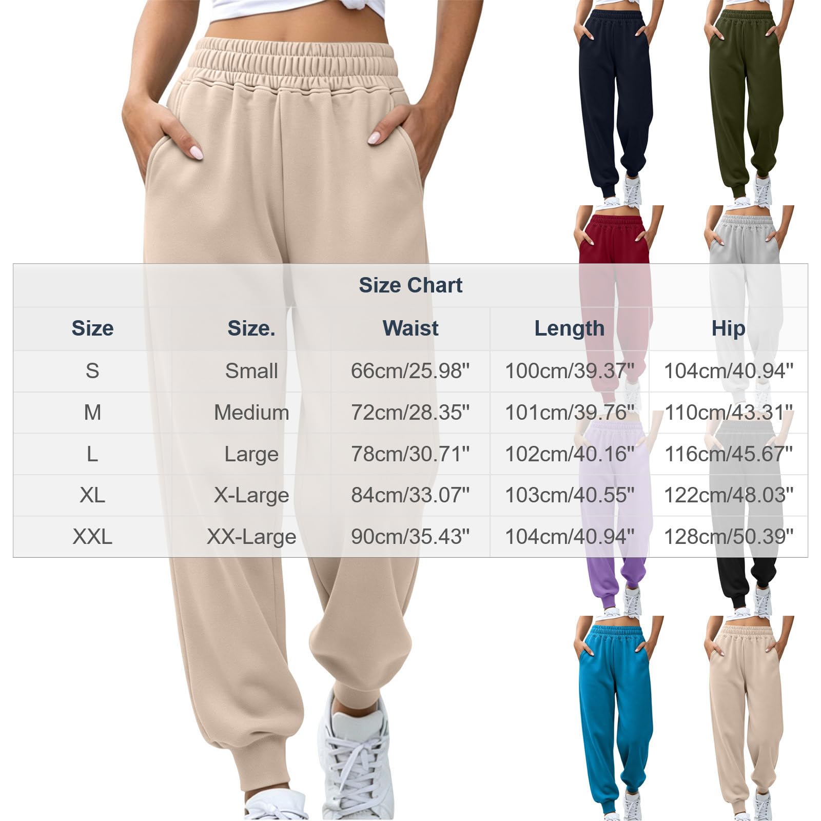 Generico Pantaloni Sportivi Donna Pantaloni a Gamba Larga con Elastico in Vita Pantalone Jogger con Coulisse Comodi Pantlone Cotone Morbidi Casual Pants Lunghi per Allenamento Jogging Fitness