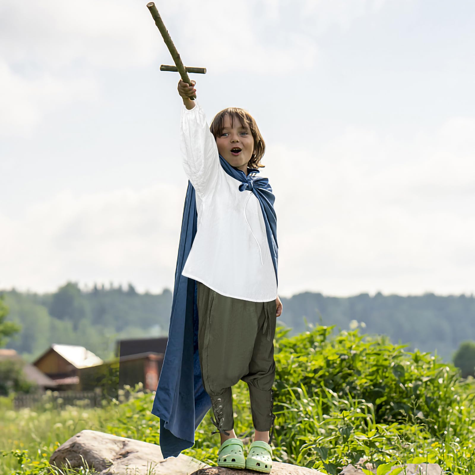 Jungen Mittelalterliche Piraten Set Shirt & Knöchel Hosen Kinder Renaissance Halloween Kostüm Schottische Jacobite Tops und Hosen