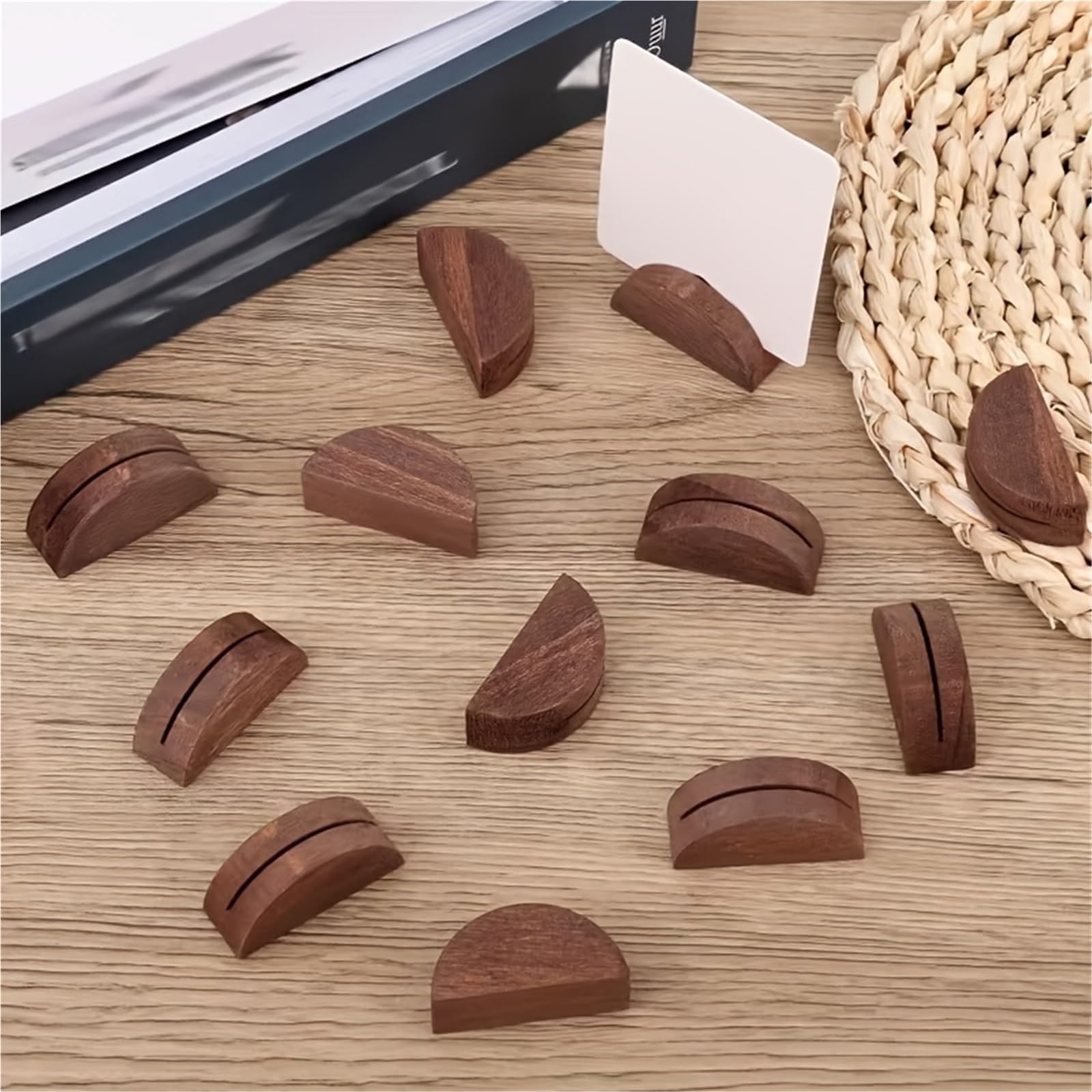 Lot de 30/80 supports en bois semi-circulaires pour cartes de mariage, menu de restaurant et supports de photos – Convient pour les mariages, les fêtes, les tables, les magasins, les étiquettes, le