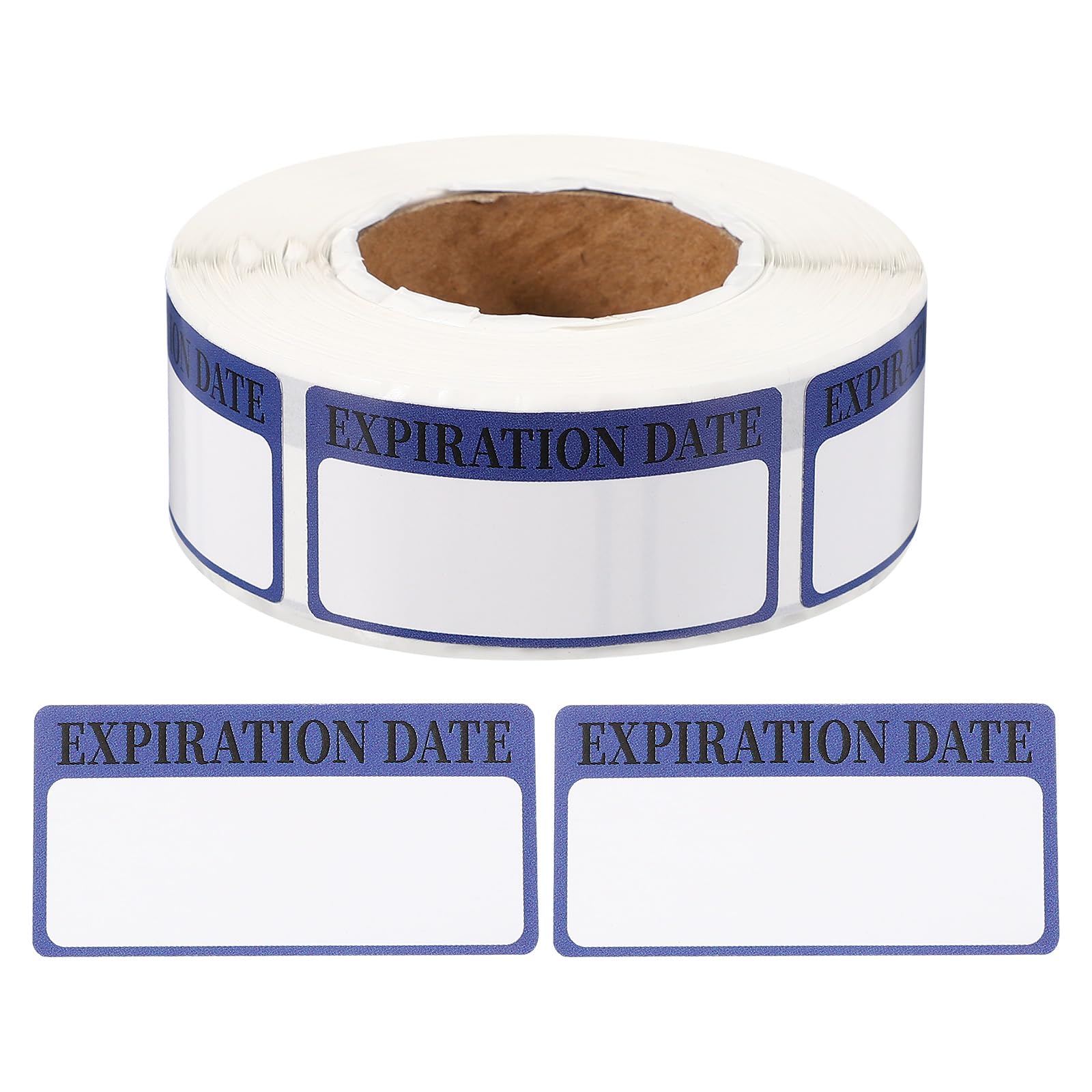 PATIKIL 500 Pcs Expired Date Label Stickers Roll, 2 x 1 Inch Removable Inventory Labels Adhesive Food Sticker Roll for Marking Organizing Inventory and Food Container, Blue and Black