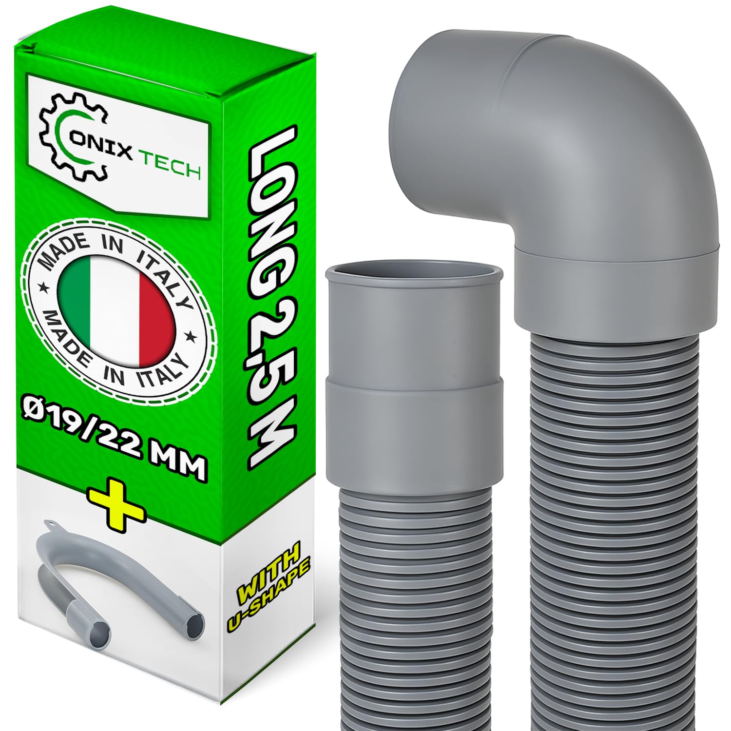 Tubo Desague Lavadora y Lavavajillas 2,5 m Ø 19/22 mm Recto y en Angulo 90° - Garantía de 5 Años - ONIX TECH — view 20
