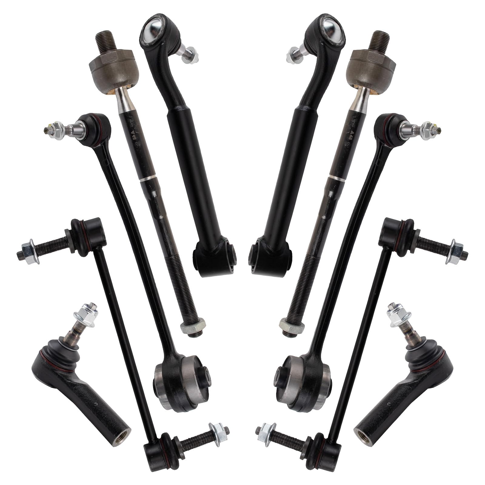 TRQ Front Steering & Suspension Kit Control Arm with Ball Joint Sway Bar Stabilizer Link Tie Rod Compatible with 2015-2022 Ford Mustang