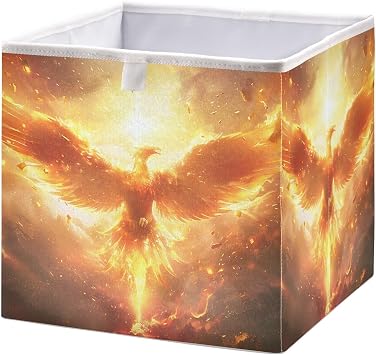Phoneix Fire Sky Storage Bins for Organize, Foldable Organizer Cubes Box Fabric Storage Basket