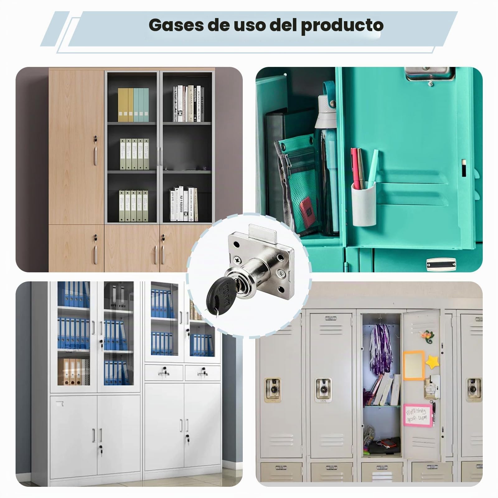 20mm Pack de 4 Cerraduras de Leva con Llave para Armarios y Muebles - Seguridad para Cajones, Buzones y Oficinasx