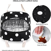 Vista 3 de Lonchera para niñas y mujeres, reutilizable, aislada, para la escuela, el trabajo, picnic (lunares)