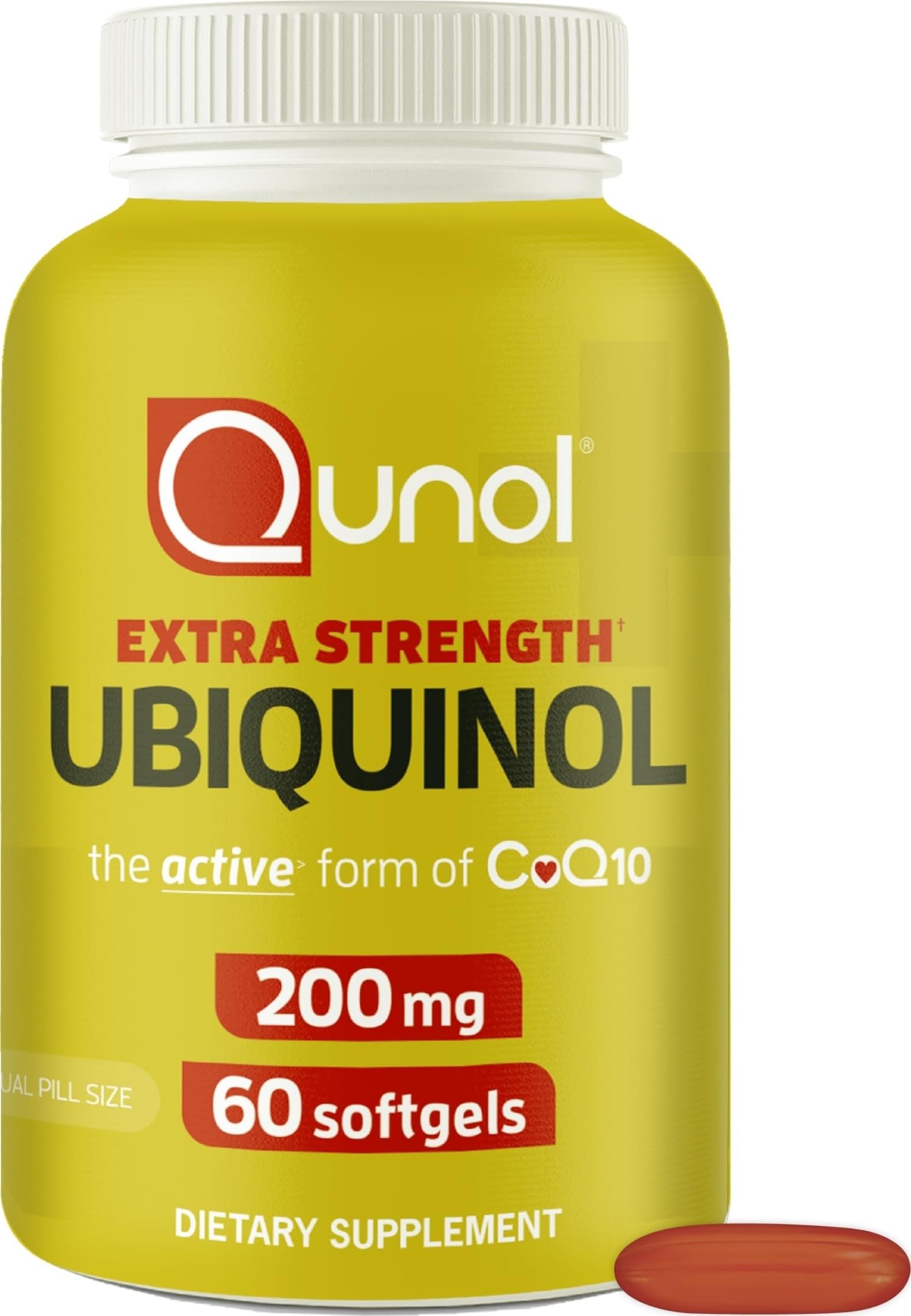 Qunol Ubiquinol 200mg, Extra Strength, Powerful Antioxidant, 60 Softgels | #1 Cardiologist Recommended Supplement for Heart Health, Coenzyme Q10 Supplement to support Vascular Health & Cellular Energy