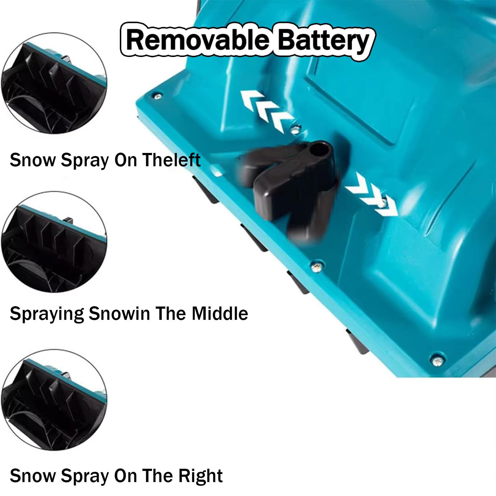 Pala da neve senza fili, spazzaneve elettrico a spinta, direzione regolabile, spazzaneve ricaricabile con batteria inclusa