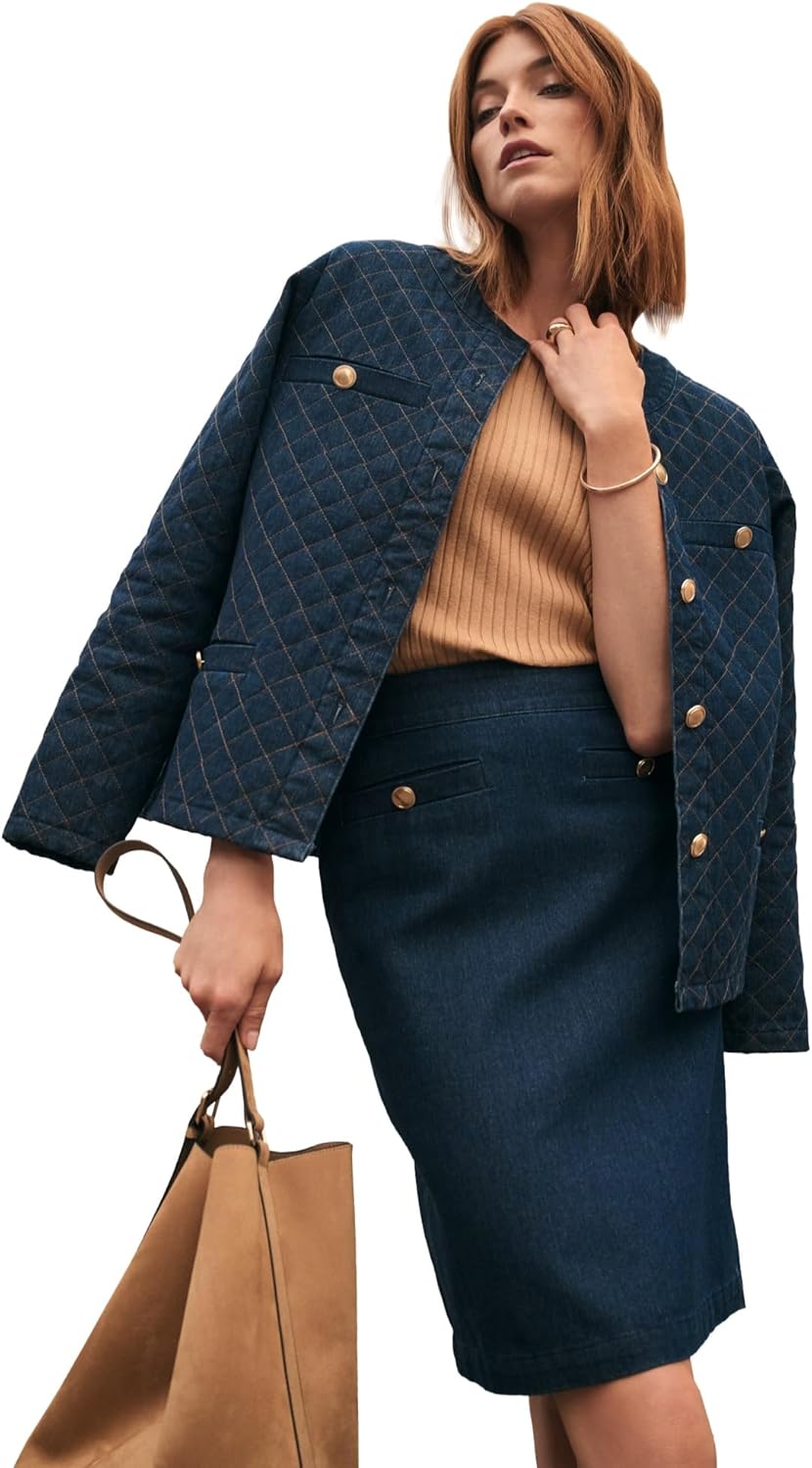 Jessica London Women's Plus Size Classic Cotton Denim Short Skirt