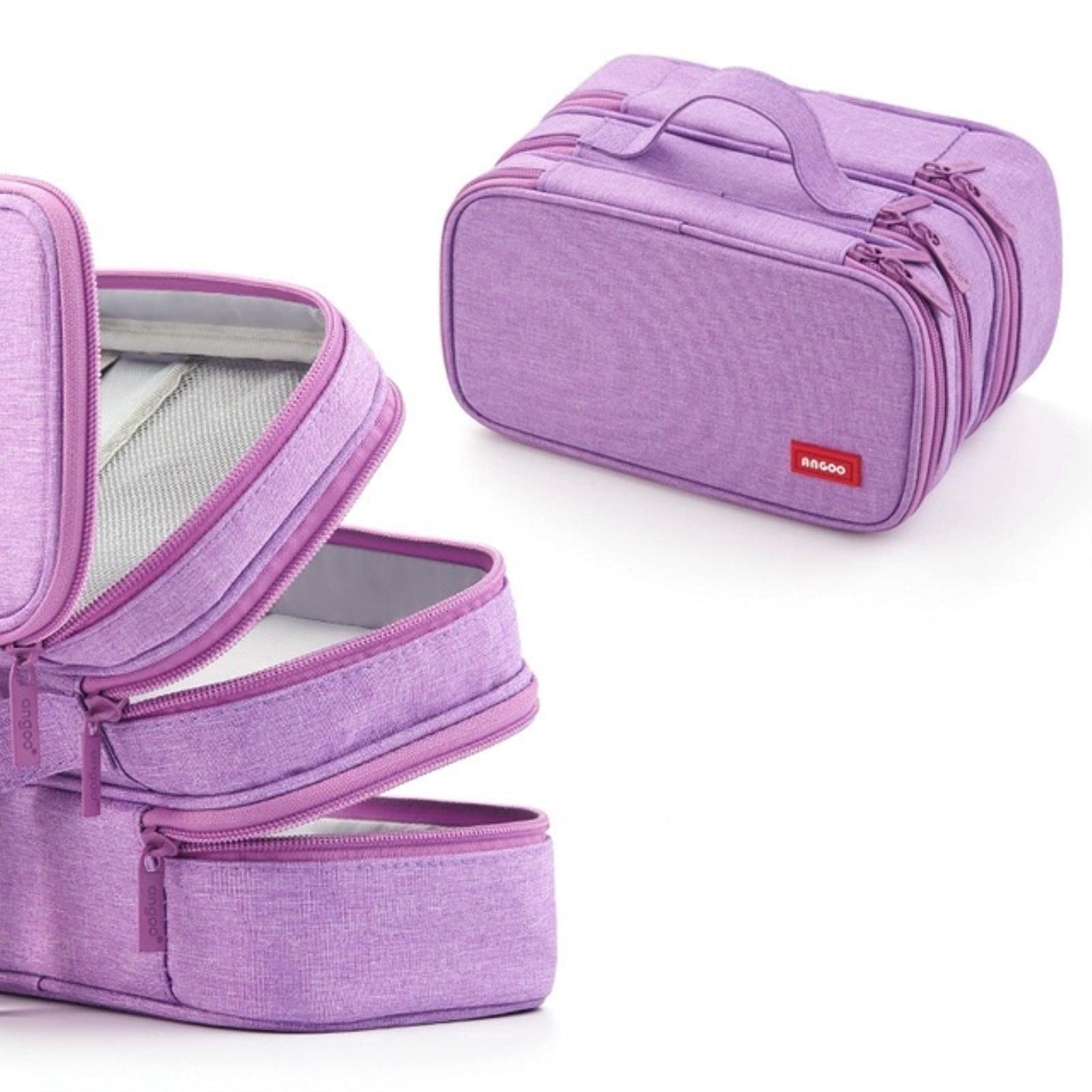 Astuccio per Matite 3 Strati Penna Sacchetto Matita Cassa Multi Storage Grande Maniglia Busta Organizzatore per Cartoleria Viaggio Cosmetico Spazzole Viaggio