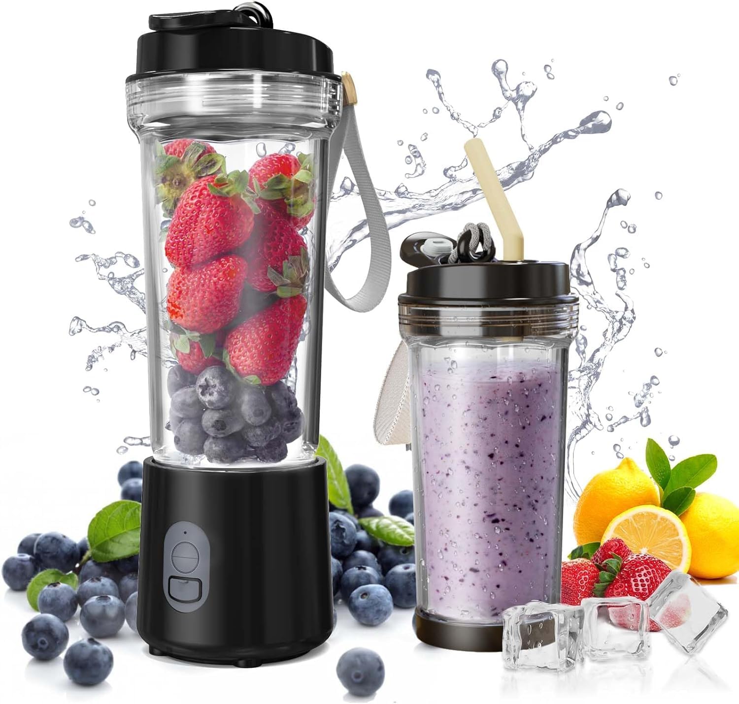 XVersion Portable Blender 500ML, Smoothie Blender, Portable Juicer Blender Smoothie Maker, Mini blender for Office,Gym,Outdoor,Home,Travel,Baby Food Blender (Black)