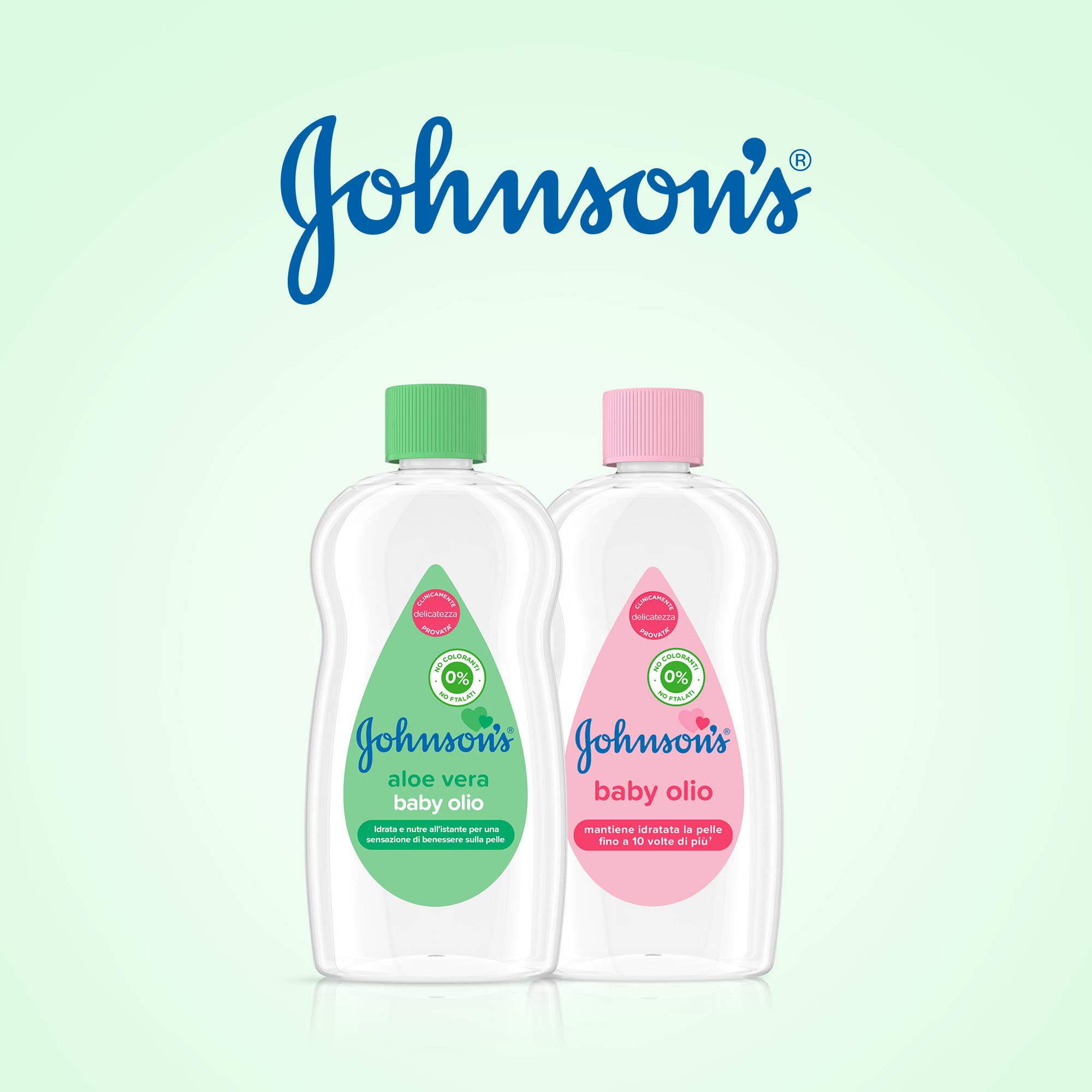 Johnson's Baby, Olio Idratante per bambini e neonati, con Aloe Vera, Senza Coloranti Solfati Ftalati e Alcol, Ideale per Tutta la Famiglia, 500ml