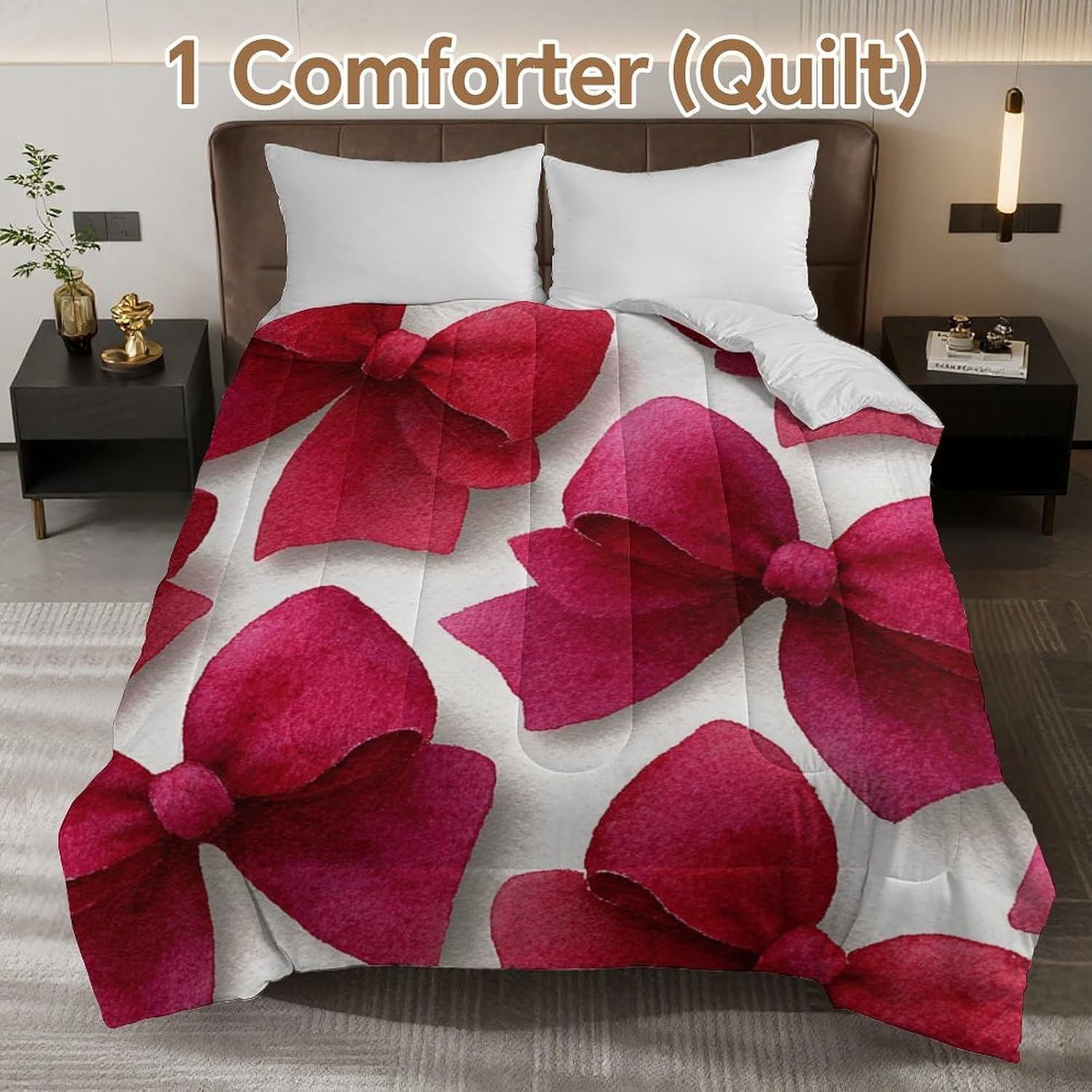 Red Bow Ties Comforter Bedding Heavy Bed Blanket Soft Warm Fluffy All Seasons Only Quilt 155x220cm