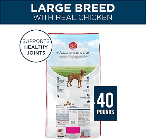 Vista 8 de Purina ONE Plus - Fórmula seca de alimento para perros adultos de raza grande, rico en proteínas, sabor natural de pollo – bolsa de 40 libras