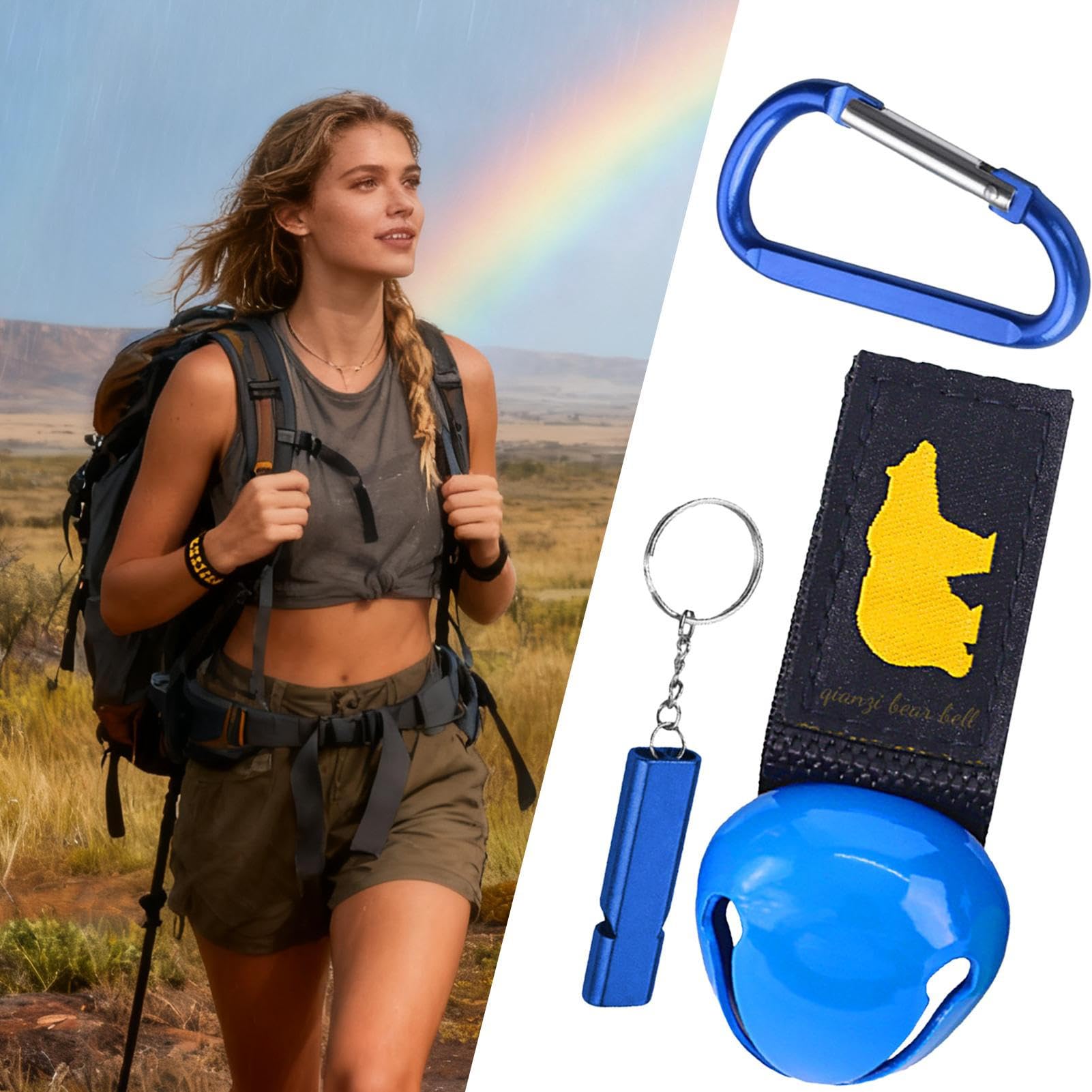 Bärenpfeife zum Wandern, laute Pfeife mit Tierwarnung, Wanderbärschutz mit Karabiner, für Haustierhalsband, Damen, Abenteuerliebhaber, Überleben, Radfahren, Angeln, Outdoor-Rucksackreisen